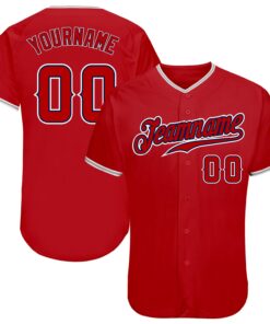 Custom Red Red-Navy Authentic Baseball Jersey