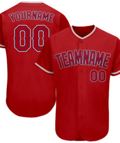 Custom Red Red-Navy Authentic Baseball Jersey