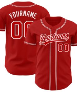 Custom Red Red-White Authentic Baseball Jersey