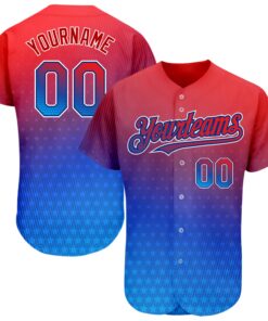 Custom Red Royal-White 3D American Flag Fashion Authentic Baseball Jersey