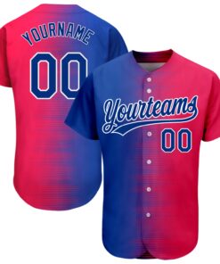 Custom Red Royal-White 3D Pattern Design Authentic Baseball Jersey