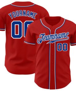 Custom Red Royal-White Authentic Baseball Jersey