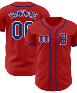 Custom Red Royal-White Authentic Baseball Jersey