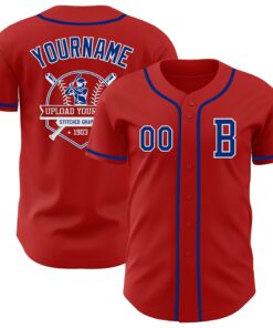 Custom Red Royal-White Authentic Baseball Jersey