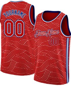 Custom Red Royal-White Authentic City Edition Basketball Jersey