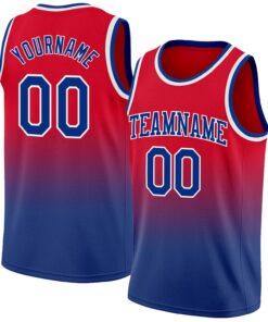 Custom Red Royal-White Authentic Fade Fashion Basketball Jersey
