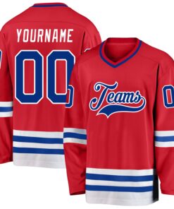 Custom Red Royal-White Hockey Jersey