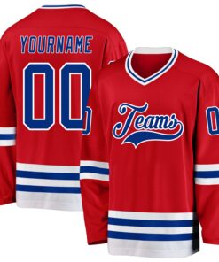 Custom Red Royal-White Hockey Jersey