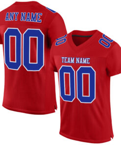 Custom Red Royal-White Mesh Authentic Football Jersey