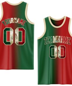 Custom Red Vintage Mexican Flag Kelly Green-Cream Authentic Gradient Fashion Basketball Jersey