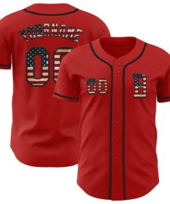 Custom Red Vintage USA Flag-Black Authentic Baseball Jersey