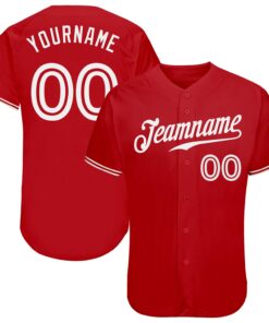 Custom Red White Authentic Baseball Jersey