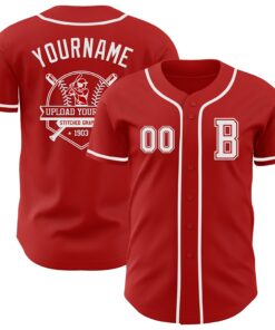 Custom Red White Authentic Baseball Jersey