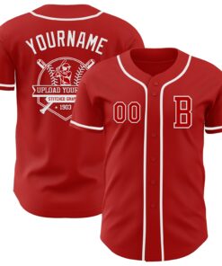Custom Red White Authentic Baseball Jersey