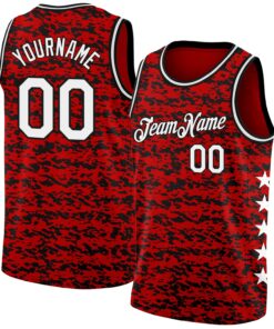 Custom Red White-Black Authentic City Edition Basketball Jersey