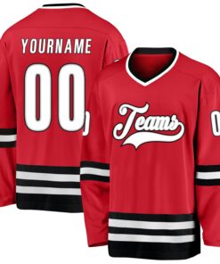 Custom Red White-Black Hockey Jersey