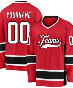 Custom Red White-Black Hockey Jersey