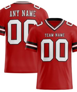 Custom Red White-Black Mesh Authentic Football Jersey