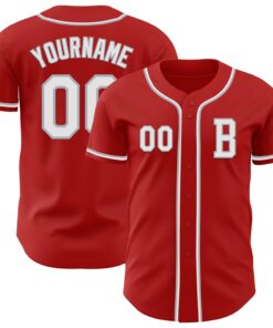 Custom Red White-Gray Authentic Baseball Jersey