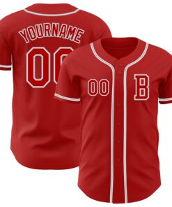 Custom Red White-Gray Authentic Baseball Jersey