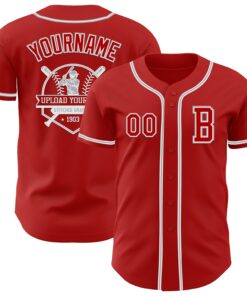 Custom Red White-Gray Authentic Baseball Jersey