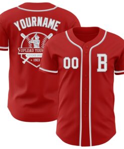 Custom Red White-Gray Authentic Baseball Jersey