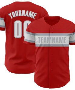 Custom Red White-Gray Authentic Baseball Jersey