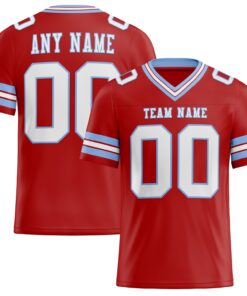 Custom Red White-Light Blue Mesh Authentic Football Jersey