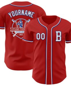 Custom Red White-Royal Authentic Baseball Jersey
