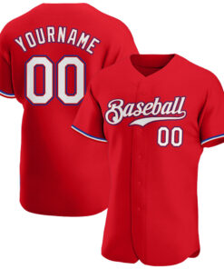 Custom Red White-Royal Authentic Baseball Jersey