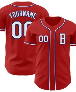 Custom Red White-Royal Authentic Baseball Jersey