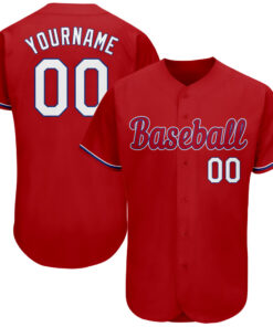 Custom Red White-Royal Authentic Baseball Jersey