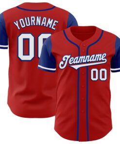 Custom Red White-Royal Authentic Two Tone Baseball Jersey