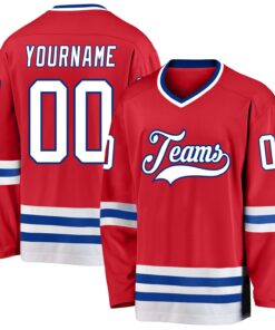 Custom Red White-Royal Hockey Jersey
