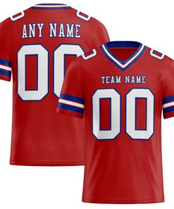 Custom Red White-Royal Mesh Authentic Football Jersey