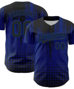 Custom Royal Black 3D Pattern Design Abstract Shape Authentic Baseball Jersey