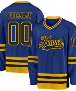 Custom Royal Black-Gold Hockey Jersey