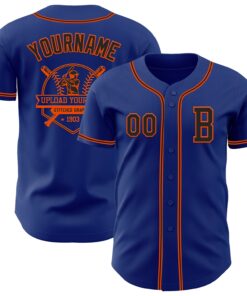 Custom Royal Black-Orange Authentic Baseball Jersey