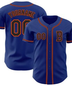 Custom Royal Black-Orange Authentic Baseball Jersey