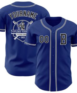 Custom Royal Black-White Authentic Baseball Jersey