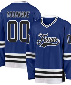 Custom Royal Black-White Hockey Jersey