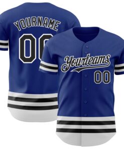 Custom Royal Black-White Line Authentic Baseball Jersey