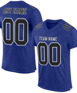Custom Royal Black-White Mesh Authentic Football Jersey