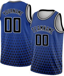 Custom Royal Black-White Triangle Shapes Authentic City Edition Basketball Jersey