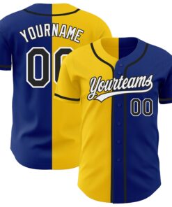 Custom Royal Black-Yellow Authentic Split Fashion Baseball Jersey