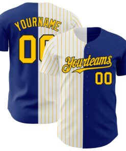 Custom Royal Black-Yellow Pinstripe Authentic Split Fashion Baseball Jersey