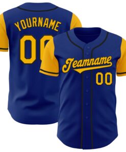 Custom Royal Gold-Black Authentic Two Tone Baseball Jersey