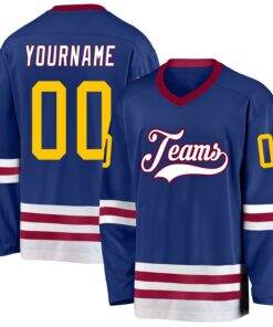 Custom Royal Gold-Maroon Hockey Jersey