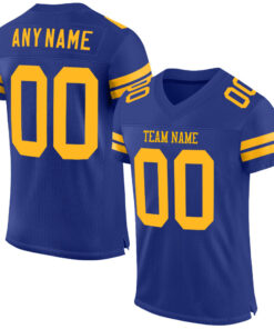 Custom Royal Gold Mesh Authentic Football Jersey