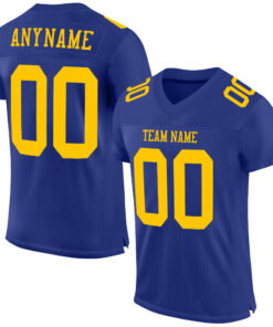 Custom Royal Gold Mesh Authentic Football Jersey